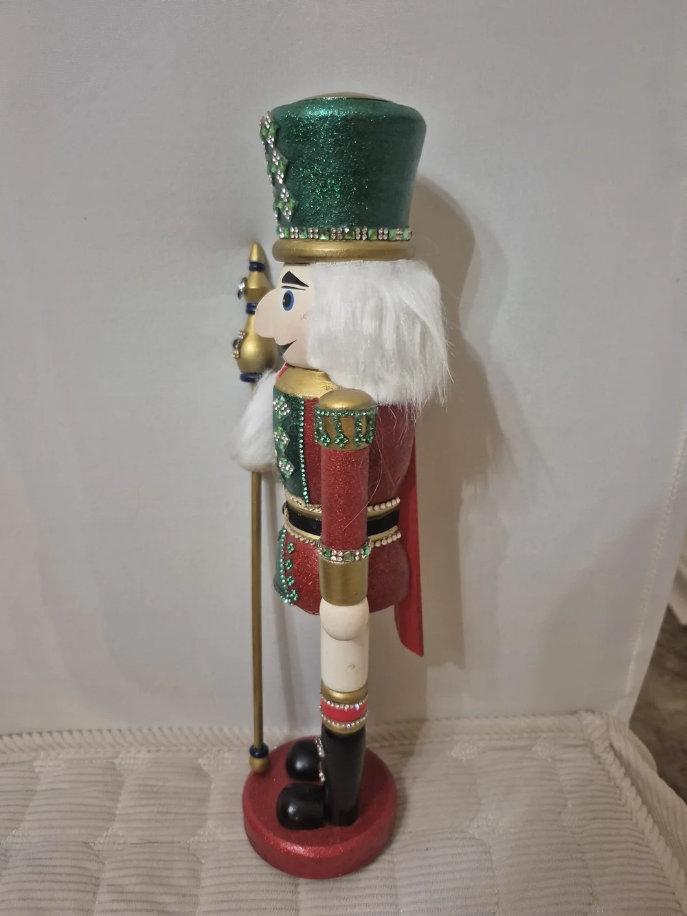 Festive Green & Red Nutcracker Soldier Holiday Figurine